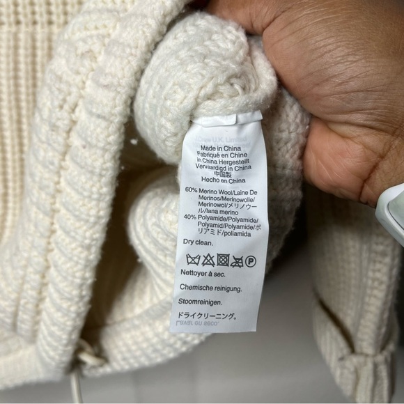 J. Crew Women Sweater XS Merino Wool Chunky Knit Oversized Turtleneck Pocket - Picture 6 of 10